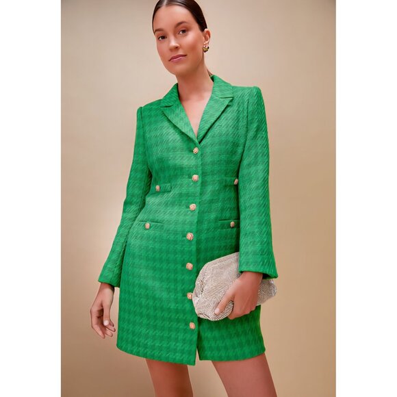Pomander Place - L Women's  Long Sleeves Emerald Tweed Stacie Dress Tuckernuck - Picture 1 of 7